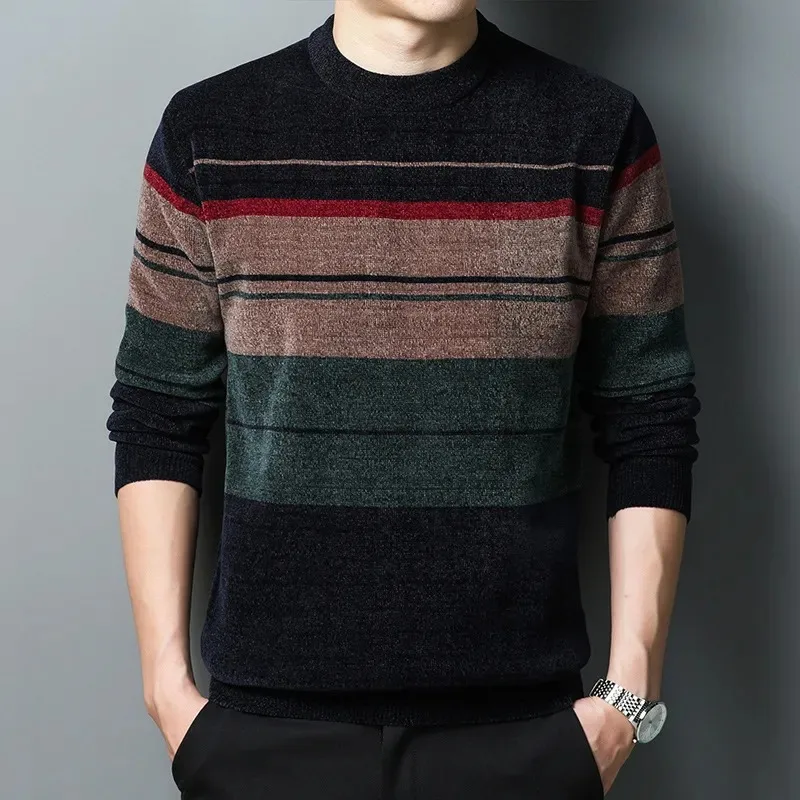 

Autumn and Winter Velvet Thickened Sweater Men's Round Neck Sweatshirt Loose Middle-aged Men's Warm Sweater