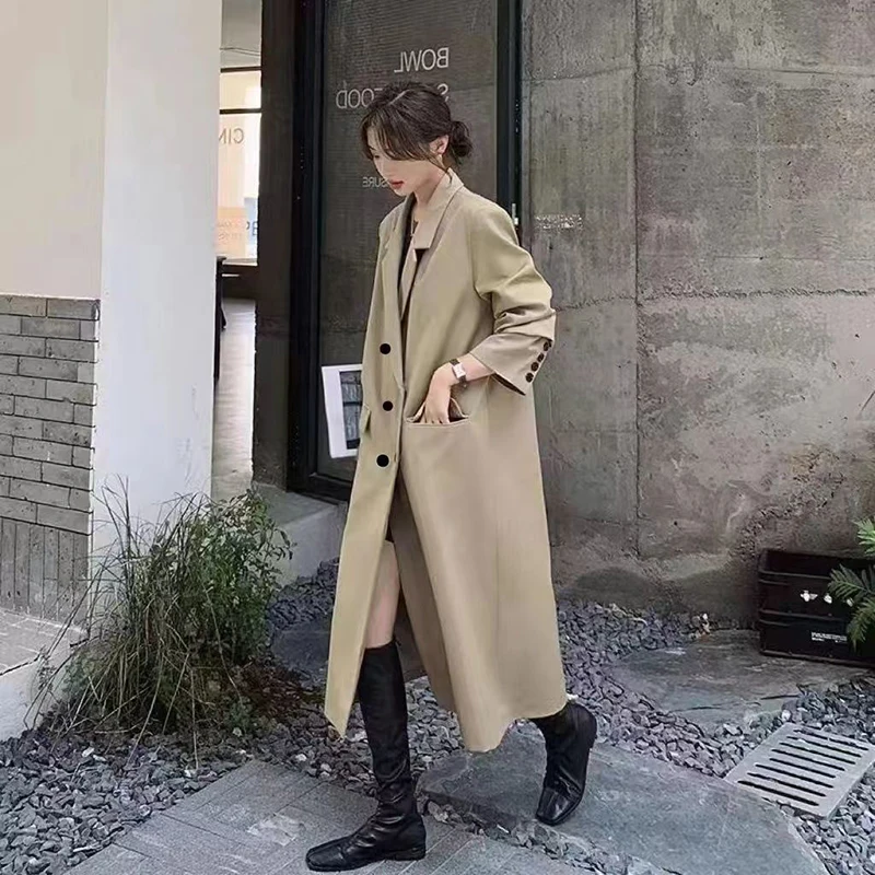2025 elegante trench feminino moda coreana solto casacos casuais mulher doce botão sólido retalhos jaqueta feminina