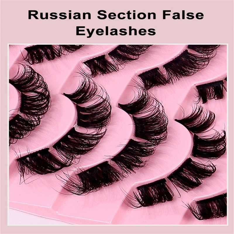 10 คู่/ถาด Dual-ใช้รัสเซียม้วนเส้นใยเคมีหนาและละครไม่สะดุดตาขนตาสีดําส่วนบุคคล