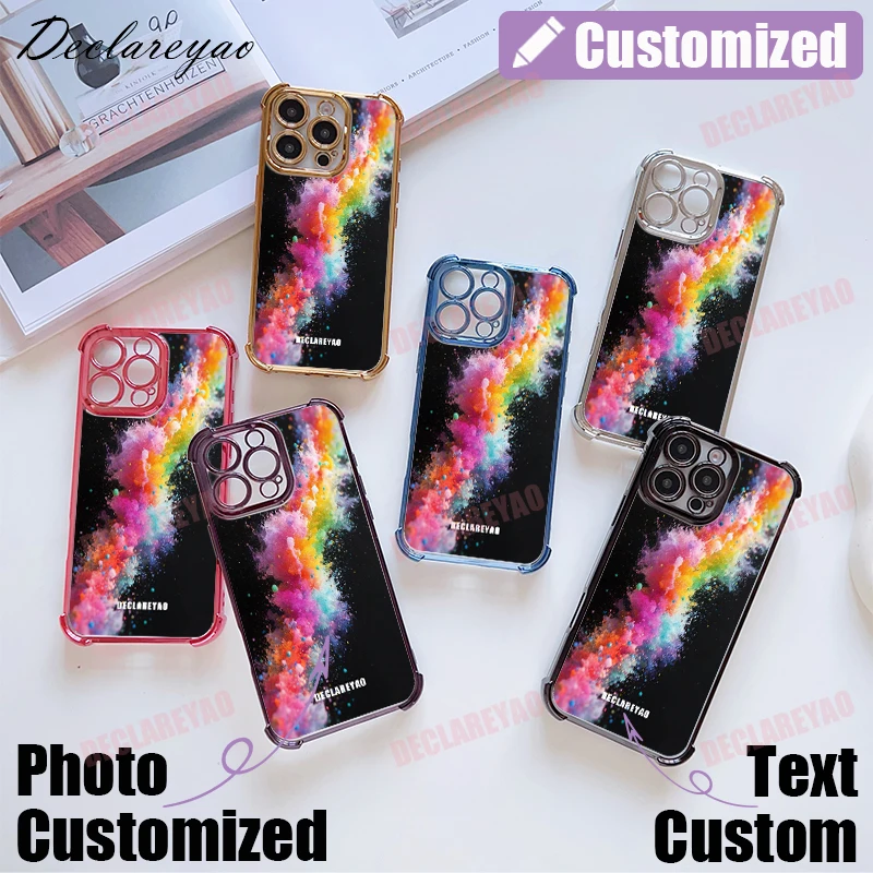 Personalized DIY Name Photo Custom Plating Airbag Soft Case For VIVO Y21 Y21A Y21S Y21T Y33T Y33S T1X Y22S Y22 Y27 Y35Plus Cover