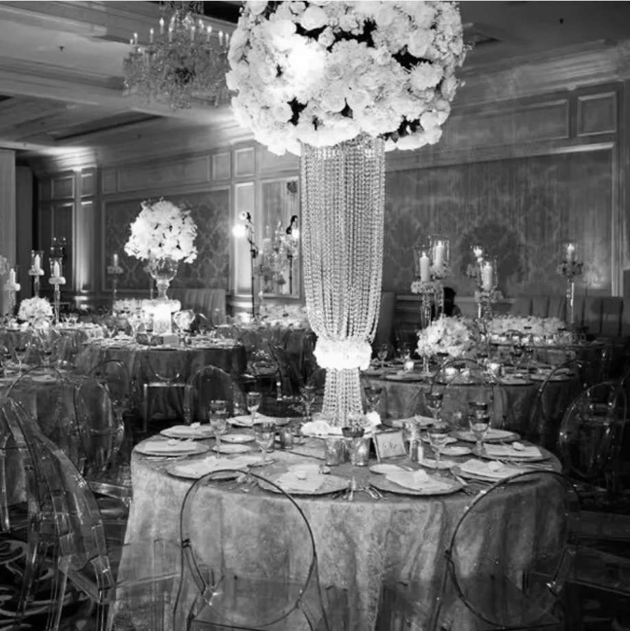 H100cm 10pcs Event Table Decoration Tall Gold Crystal Wedding Centerpiece Floral Stand for Wedding