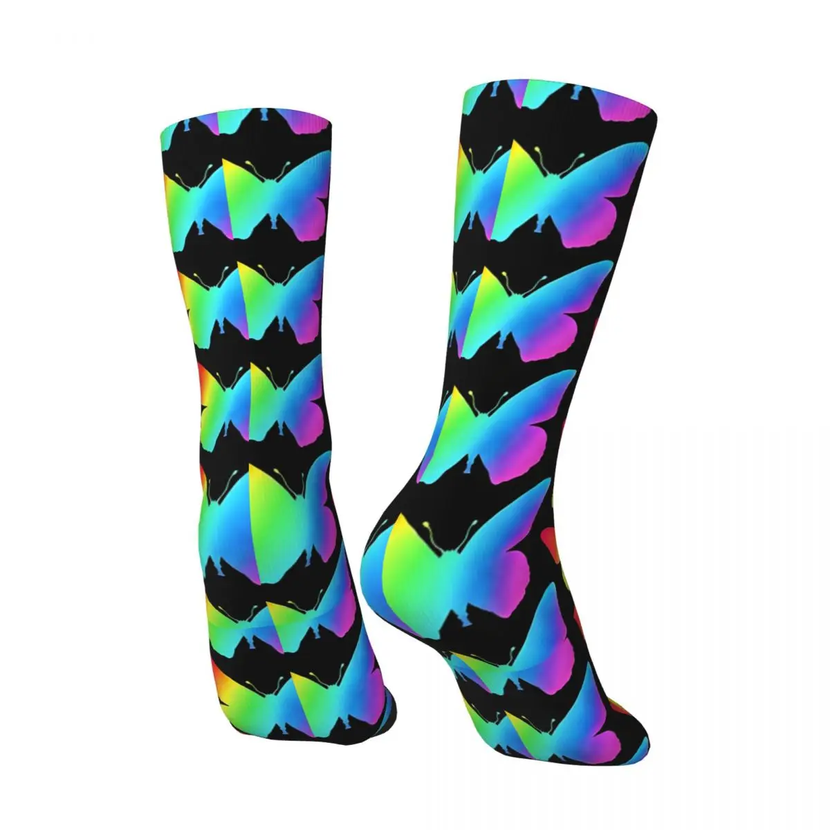 Rainbow Butterfly Silhouette Men's Socks Vintage Harajuku Street Style Novelty Casual Crew Sock