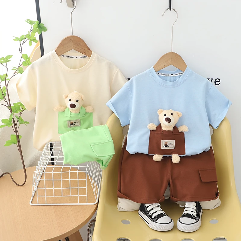 New Summer Toddler Baby Boys Clothing Suits Children Cartoon T shit Shorts 2PCS Set Kids Baby Clothes Outfits