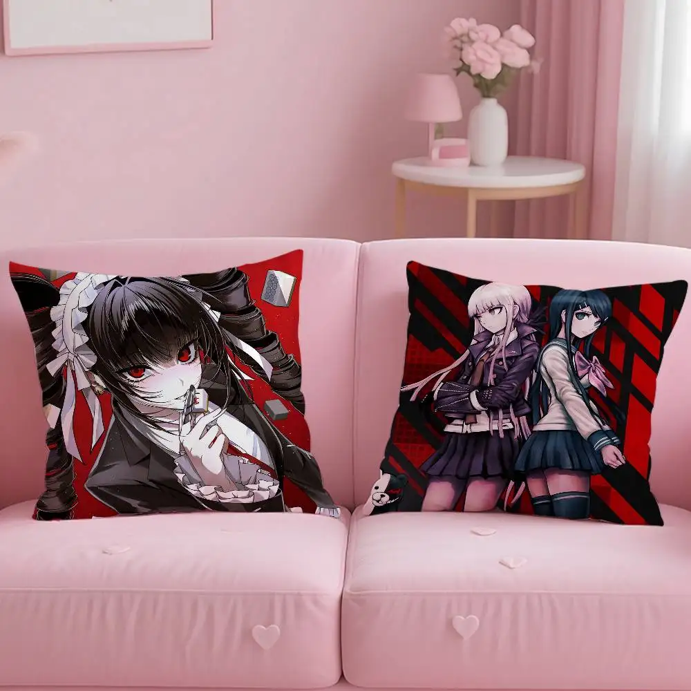 أنيمي KWaii D-Danganronpa كيس وسادة مكافحة الغبار المخدة غير مرئية سستة حريري قصير أفخم غطاء وسادة أريكة