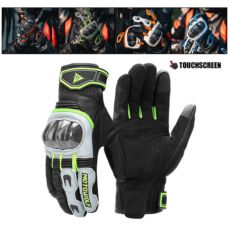 4 Color Motorcycle Gloves Men Warm Leather Gloves Touch Screen Windproof Motorbike Gloves Motocross Gloves For BMW