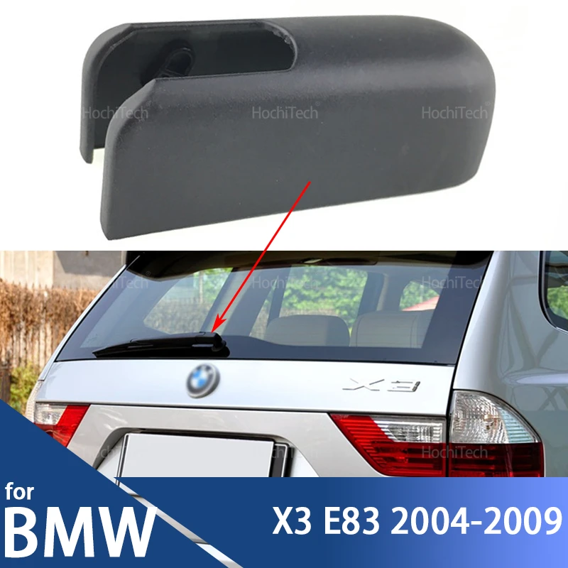 For BMW X3 E83 2004 2005 2006 2007 2008 2009 61623427800 Black Car Rear Windshield Washer Wiper Arm Nut Cover Cap Replacement