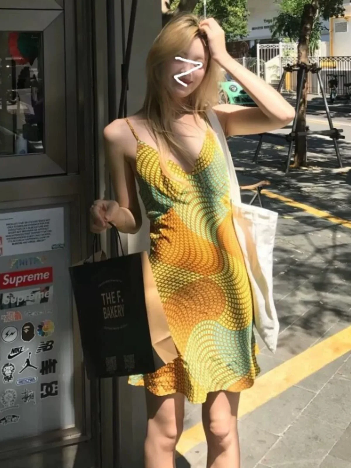 Unique Summer Vacation Style Women's Deep V Neck Strap Dress Thai Style Beach Island Theme Sleeveless Slim Fit A-Line Dress