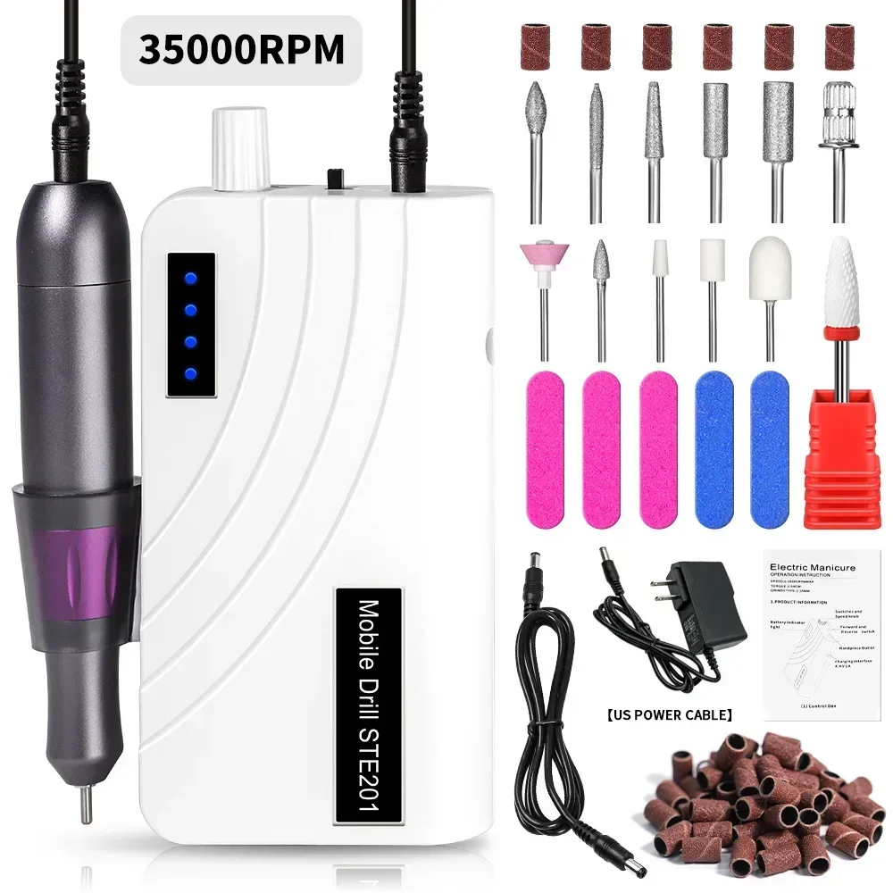 

Electric Nail Drill Machine 35000 RPM Professional Rechargeable Nail File Nails Accessories Gel Nail Polish Sander Low Noise