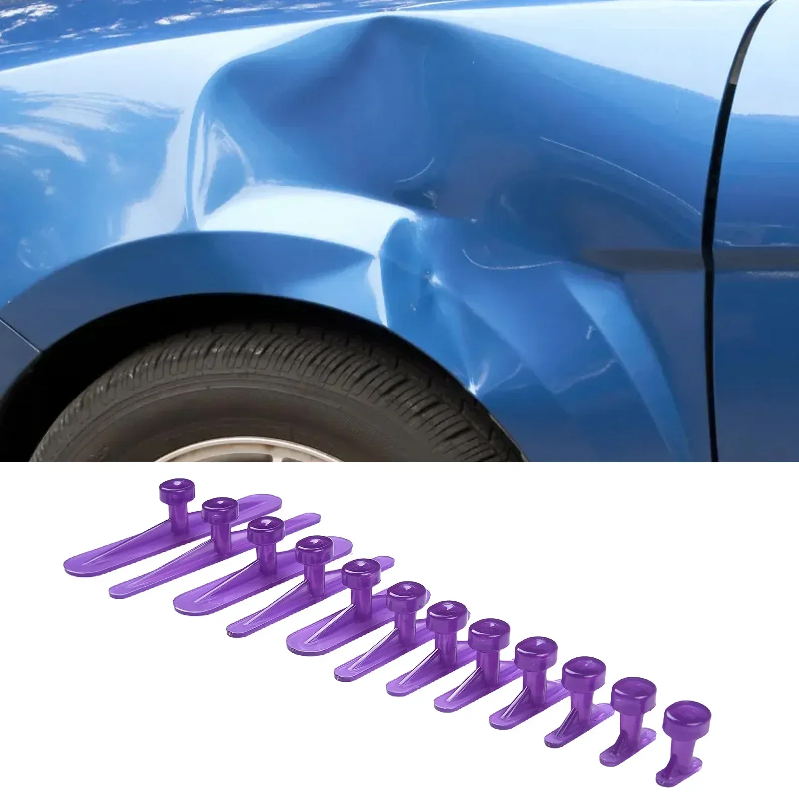 Hot Sale New Style 12pc Glue Tabs Dent Removal Tools Dent Removal Tool Car Body Glue Tabs Purple Car Acesssories Tool