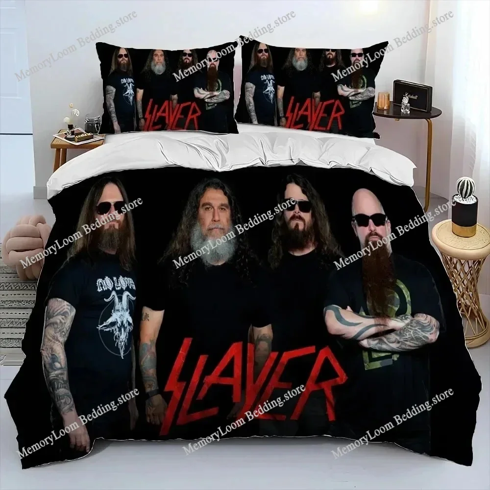 

3D Print Slayer Heavy Metal Band Music Bedding Set Duvet Cover Bed Set Quilt Cover Pillowcase Comforter king Queen Size