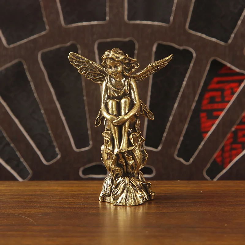 2 pieces of brass flower fairy trinkets creative desktop office statue trinkets