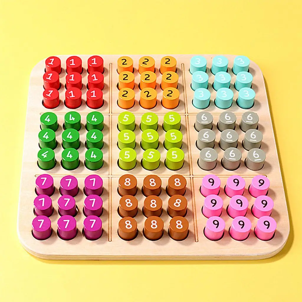 Wood Sudoku Puzzles Board Game Traditional Colorful with Number Adults