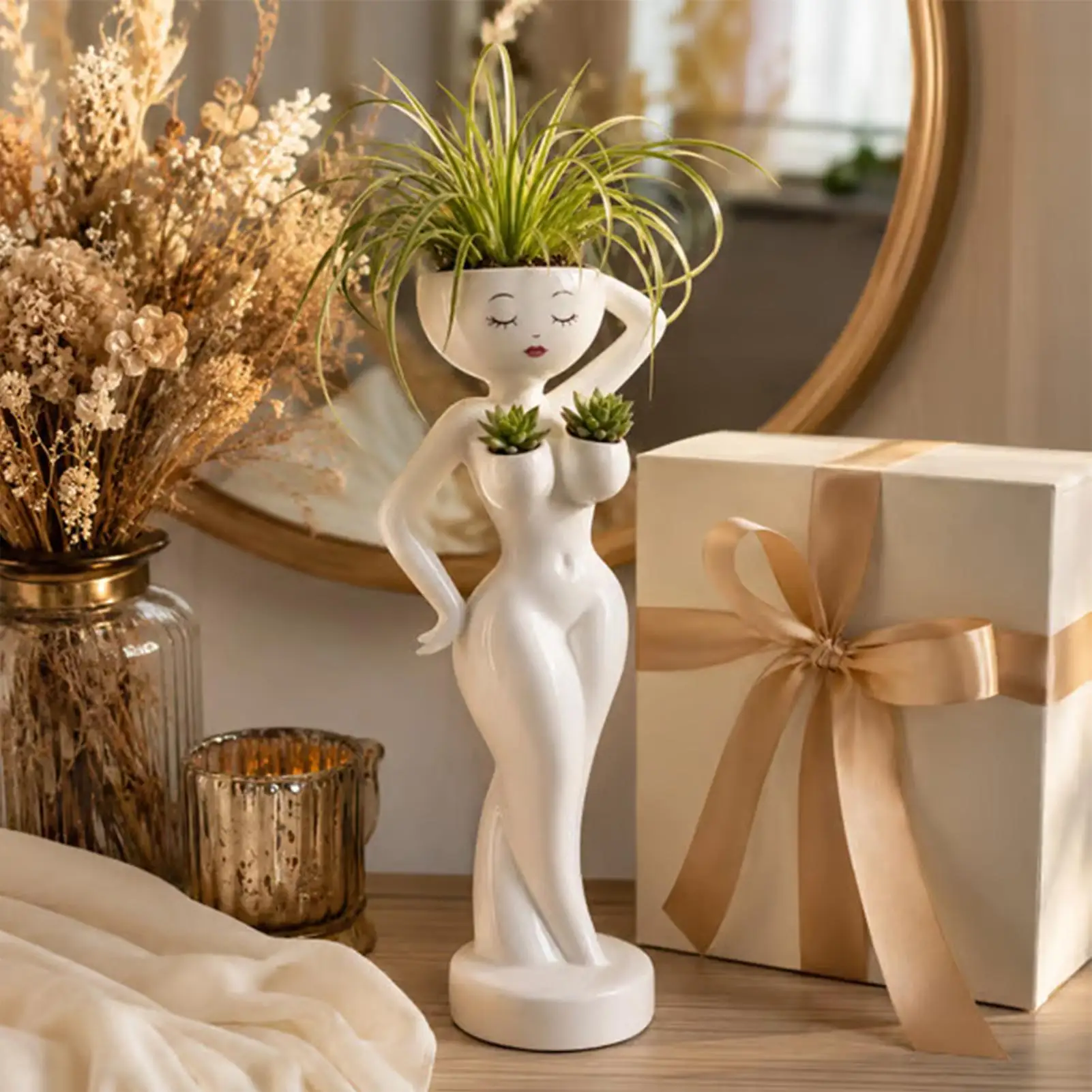 24cm Funny Female Body Planter Mini Succulents Pot Creative Flower Pot Small Plant Container Desktop Garden Decor Home Ornament