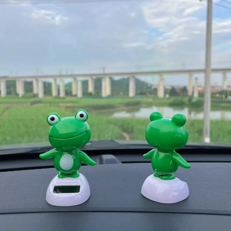 

Cute Frog Dynamic Solar Frog Car Ornament Shaking Head Frog Doll Car Ornament Cartoon Dancing Animated Car Interior Decoration