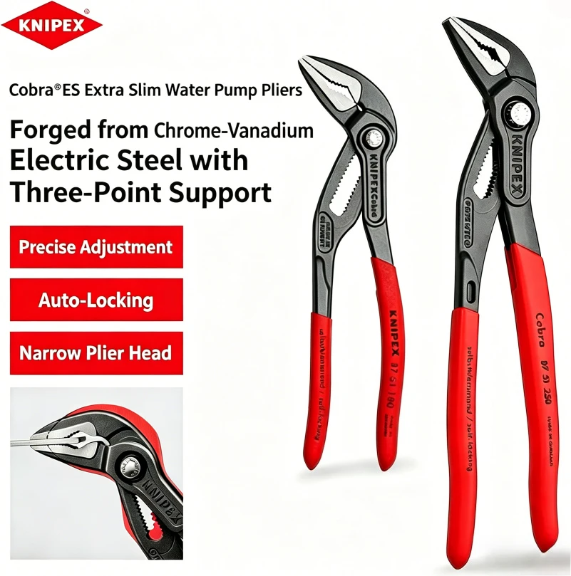 knipex-87-51-180-8751200knipex-cobra®-es-water-pump-pliers-extra-slim-87-51-180-180mm-200mm