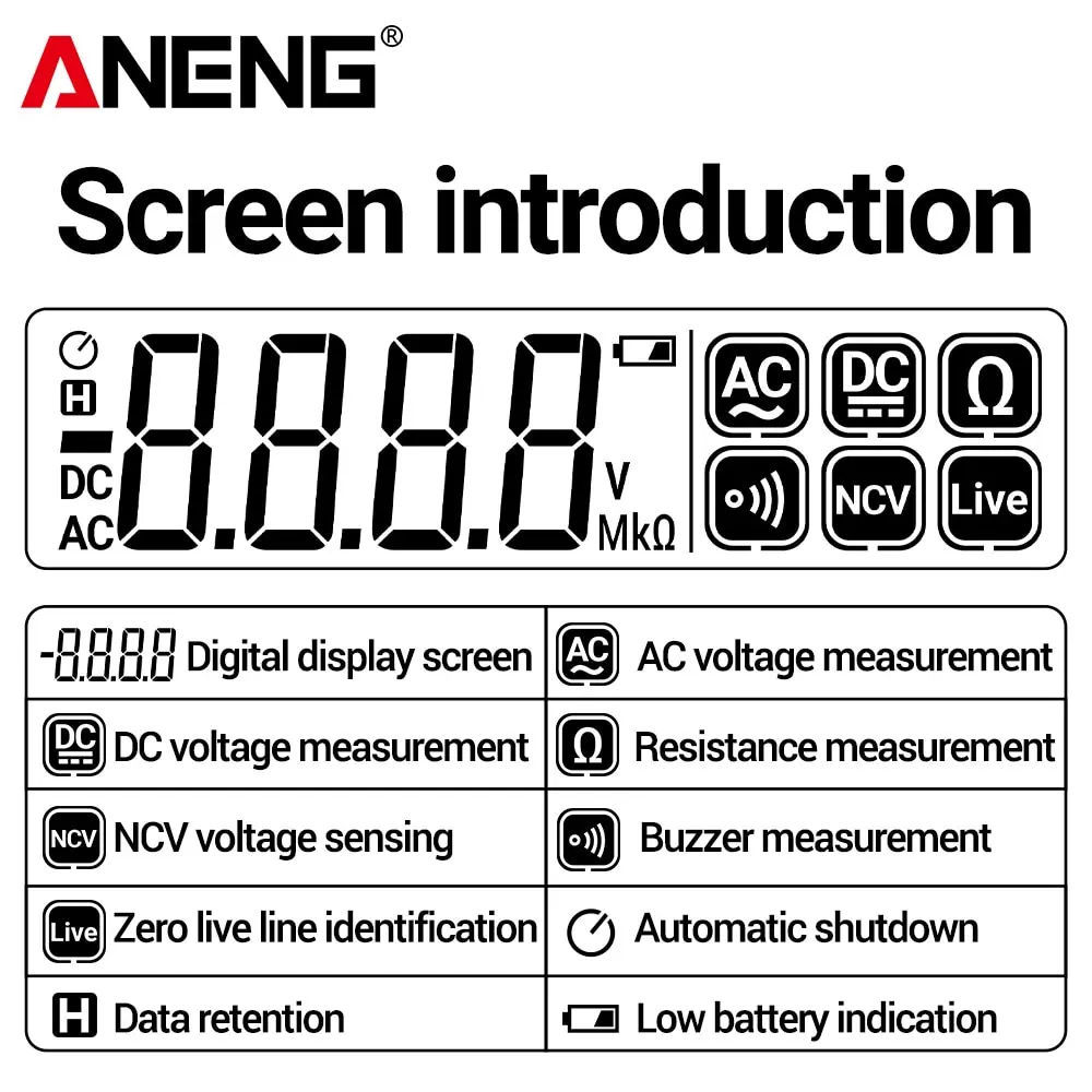 ANENG A3005 cyfrowy miernik multimetr typu 4000 liczy profesjonalny miernik bezstykowy automatyczny miernik napięcia AC/DC diodowy miernik
