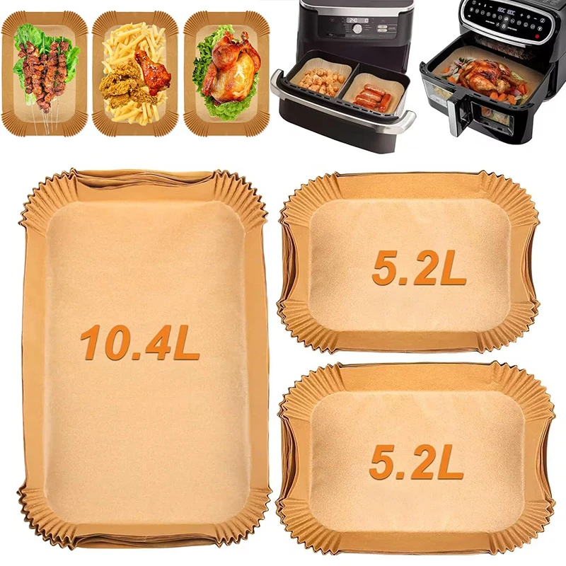 Rechteckiges Einweg-Luftfritteusenpapier, antihaftbeschichtet, Airfryer-Backpapier, Liner, ölbeständige Ofenunterlage, Matte für Ninja DZ071 Foodi DualZone