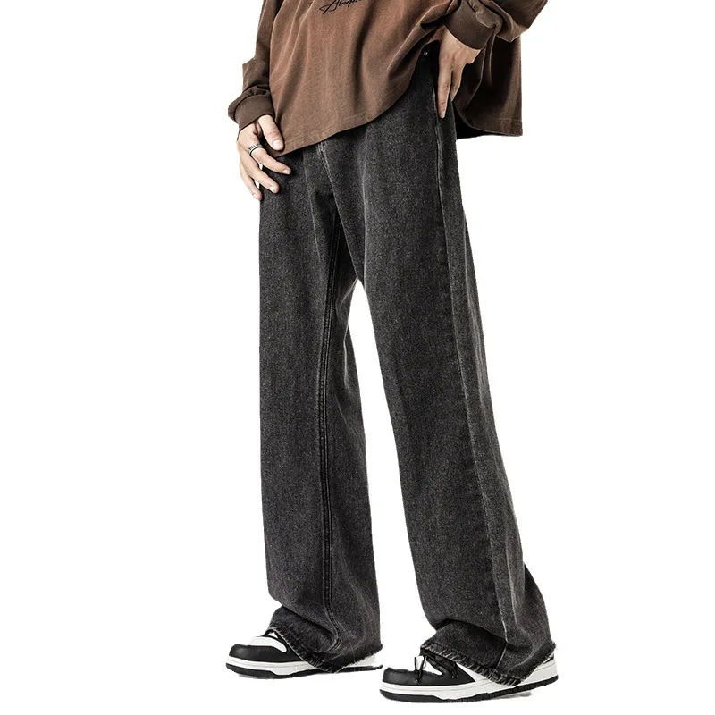 Washed retro hip-hop wide leg jeans for men's loose fitting trendy pants jeans for men  cargo pants men  mens pants