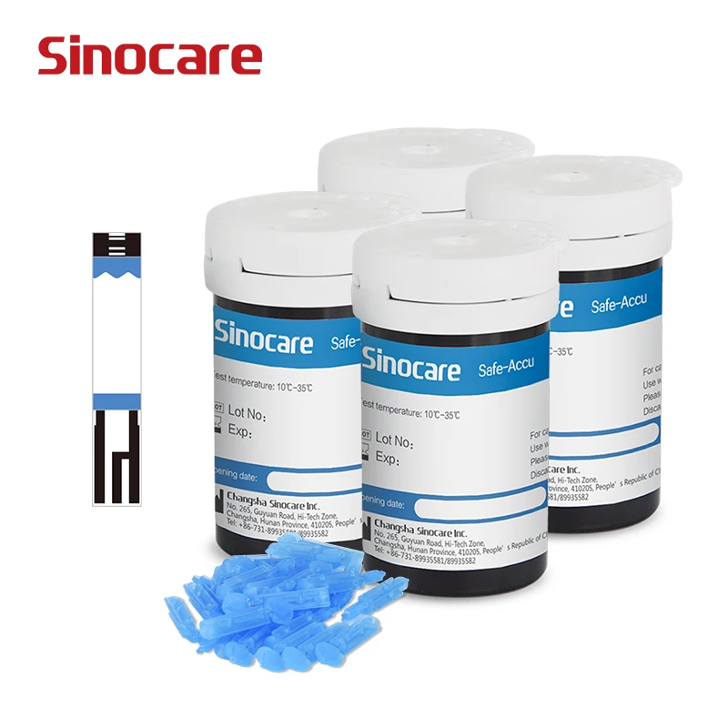 (200pcs for Safe-Accu) Sinocare Blood Glucose Test Strips and Lancets for Diabetes Tester