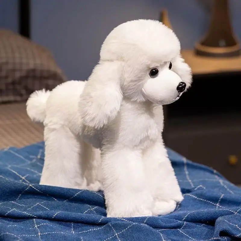 Simulation Poodle Dog Doll Lifelike Teddy Puppy Stuffed Plush Toys Handmade Realistic Animal Model Creative Gifts Present