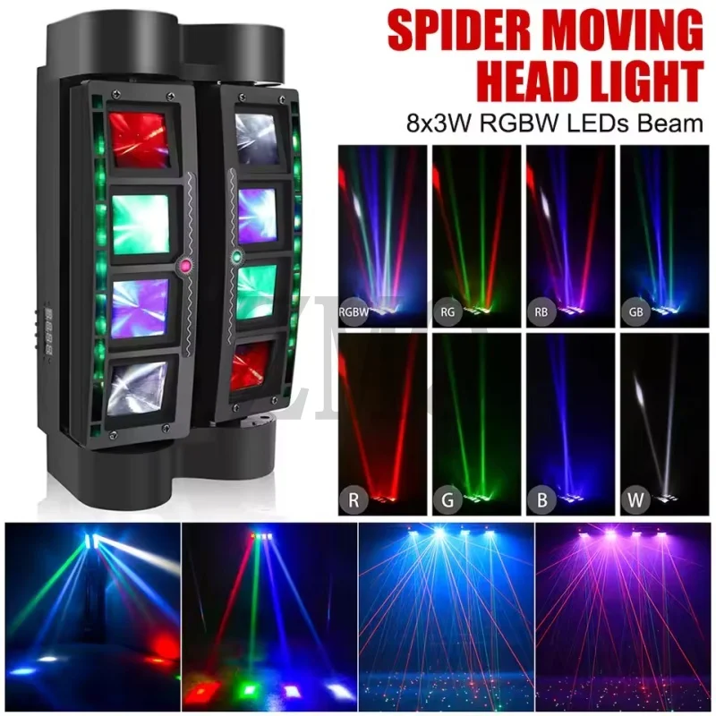

8 LED RGBW Mini Led Spider Light Moving Head DMX Beam Moving Head Light Led Party Event Show Light DJ Lighting