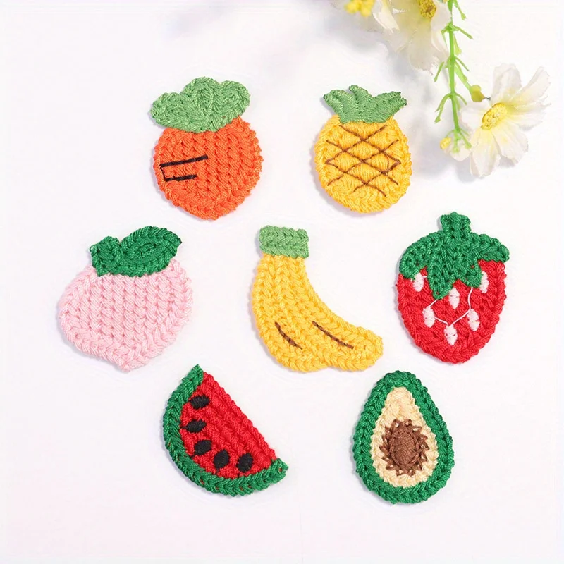 10PCS Lovely Fruit Embroidery Cloth Patch Lace Patch Hairpin Decorative Accessories Clothing Embroidery Decal DIY Color Fruit