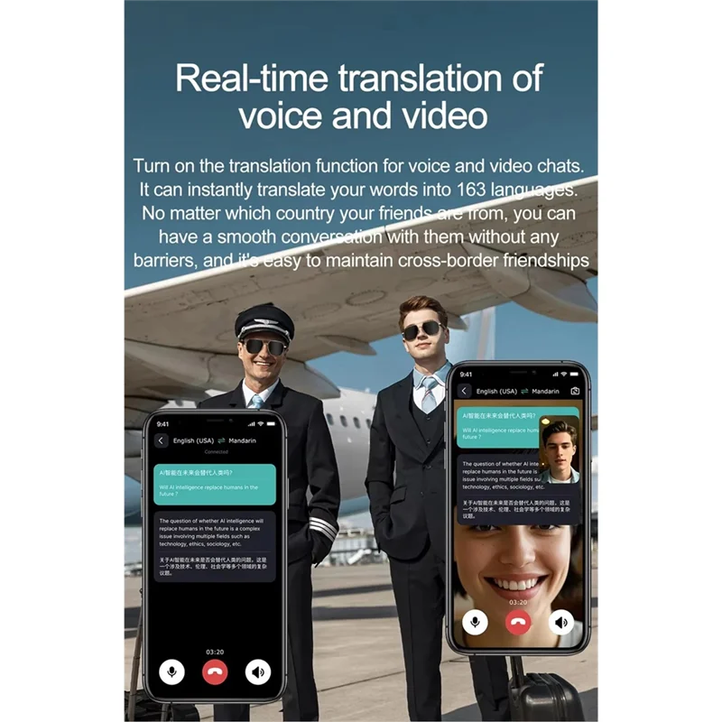 -A96Z W100C Smart AI Translation Glasses Multilingual Voice Translator Eyeglasses With BT Call Music Earphone Sunglasses UNISEX