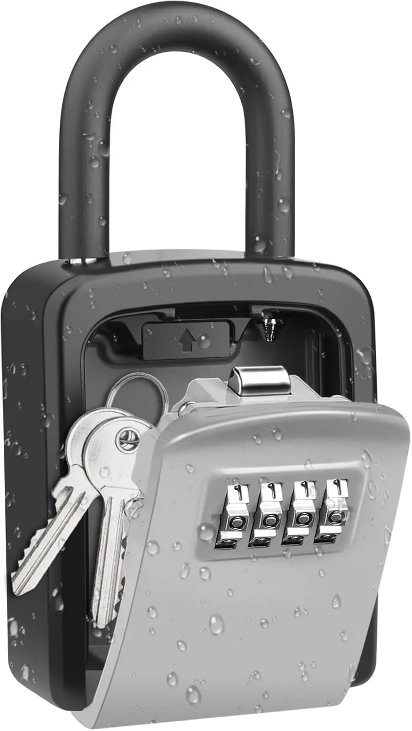 Key Safe, [Weatherproof] Portable Lock Box for Keys Outdoor with Removable Shackle, Hangable Combination Key Lock Box for Home