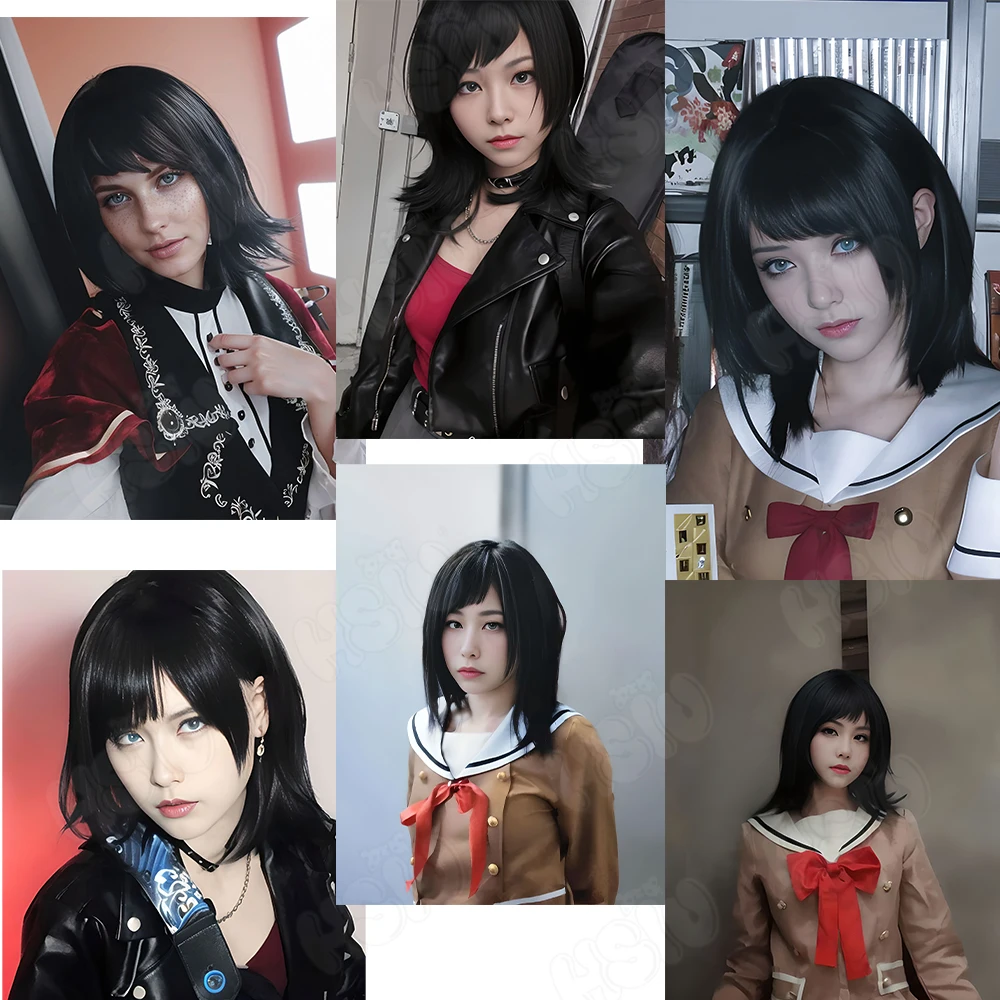 Yahata Umiri Timoris Cosplay Wig HSIU 45cm short black hair Heat Resistant Synthetic Wig Anime BanG Dream!Ave Mujica Cosplay Wig