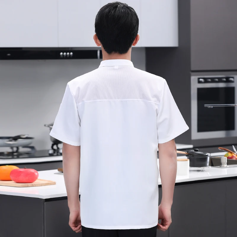 Camisa de Chef para restaurante de Hotel, uniformes de trabajo de Chef de manga corta, ropa de cocinero, traje de cocina profesional para hombre, transpirable, verano