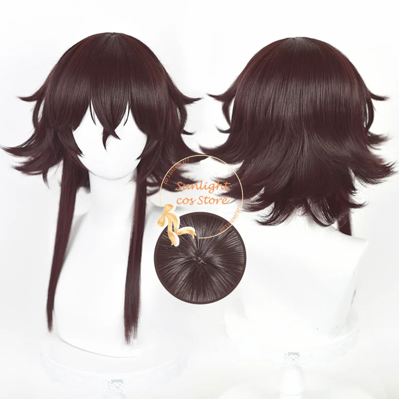 Anime Megumin Tetchou Suehiro Cosplay Wig 50cm Long Dark Red Brown Wigs Heat Resistant Synthetic Hair Halloween Wigs + Wig Cap