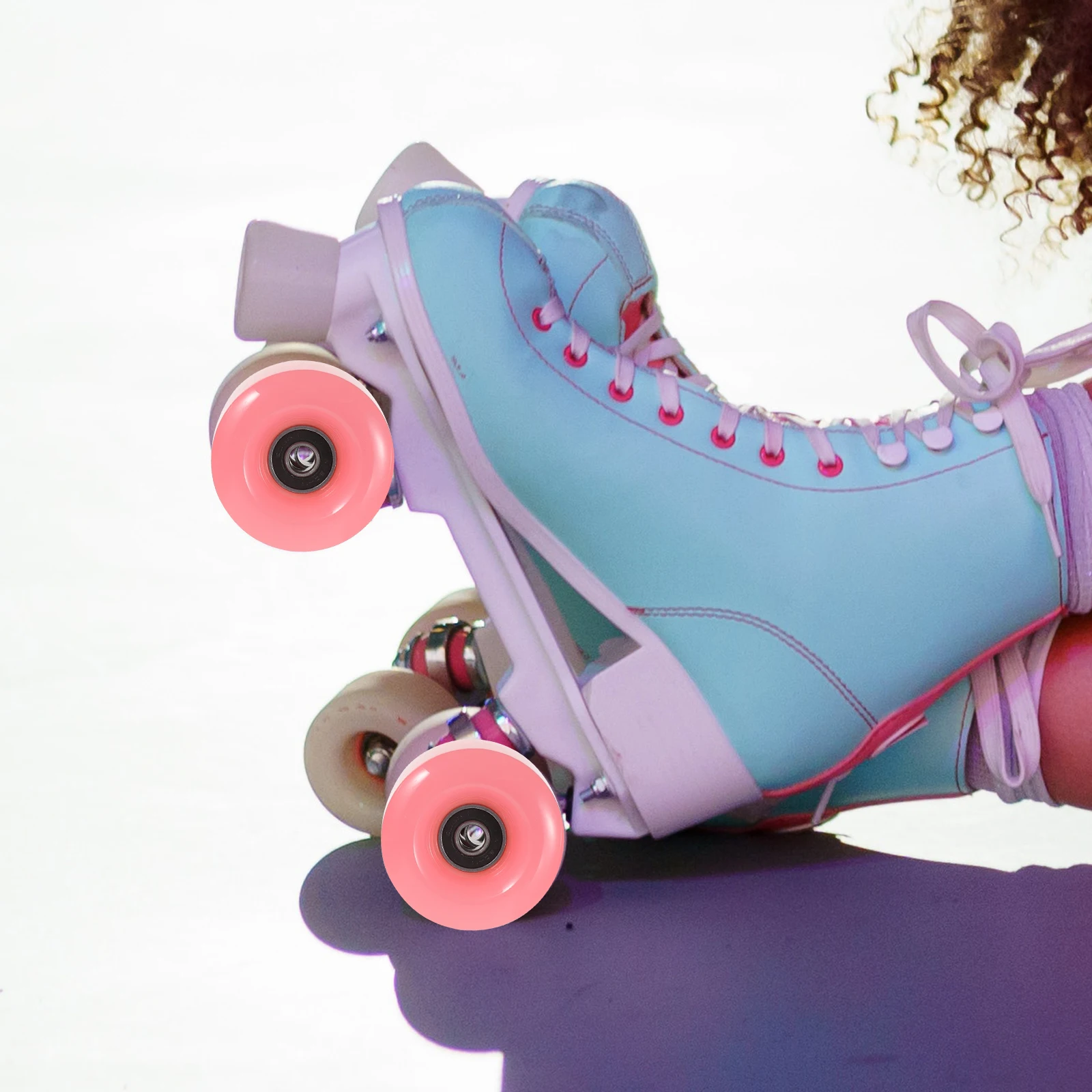 

4Pcs Roller Skate Wheels Outdoor PU Metal Replacement Skating Accessories for Double Row Skates Abrasion Resistant Smooth on