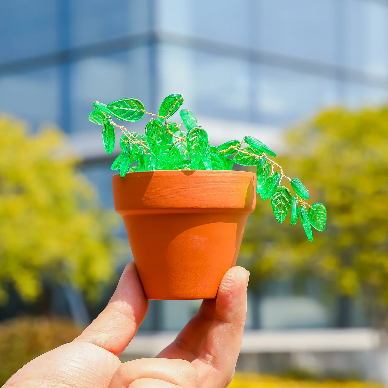 Creative Potted Plant DIY Material Clay Pot Natural Branch Crystal Beads Craft Supplies Home Decoration Ornament