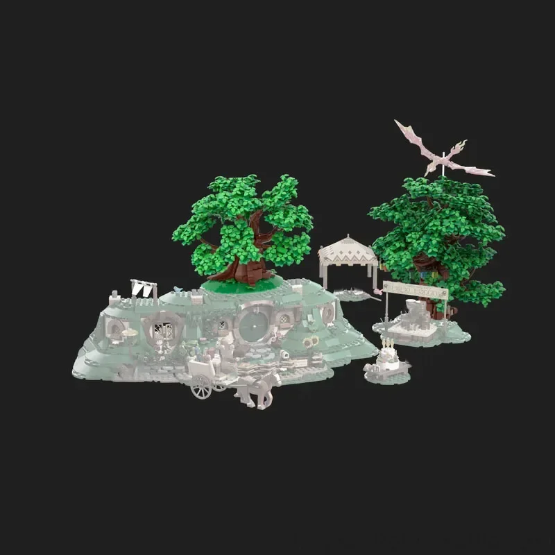 Nieuwe De Ringen Film Landschap Modulaire Rivendelles De Shire Bomen Model Moc Bouwstenen DIY Creatieve Montage Bricks Speelgoed Gift