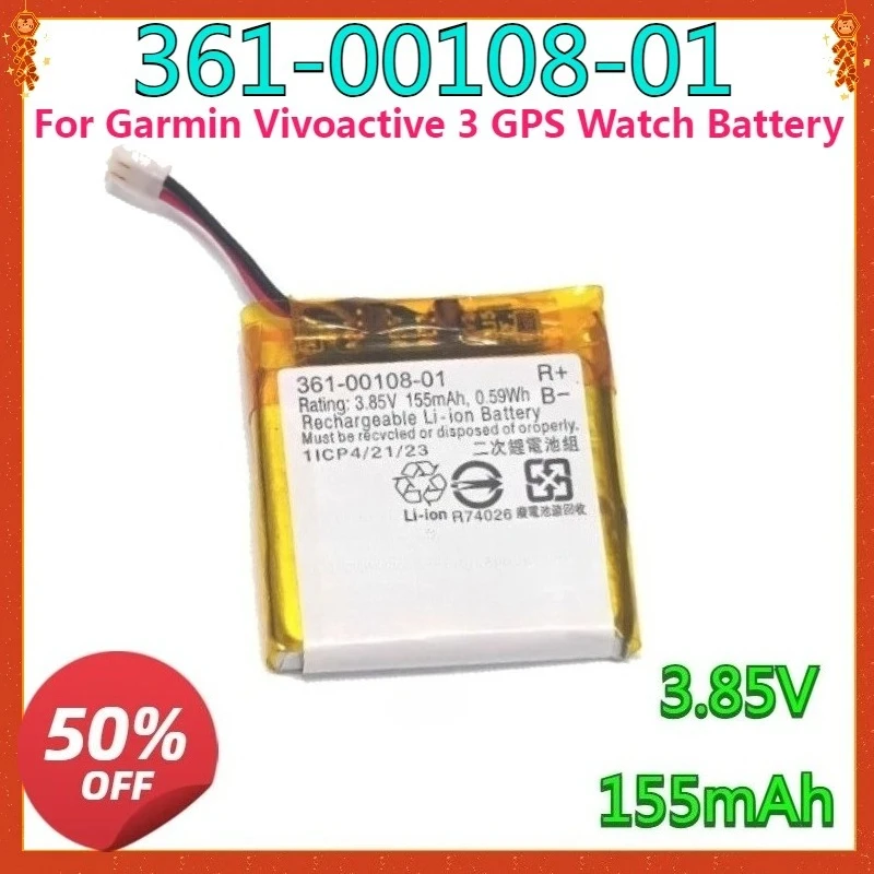

New High Quality Replaceable Battery for Garmin Vivoactive 3 GPS Watch Battery 361-00108-01 Capacity 155mah