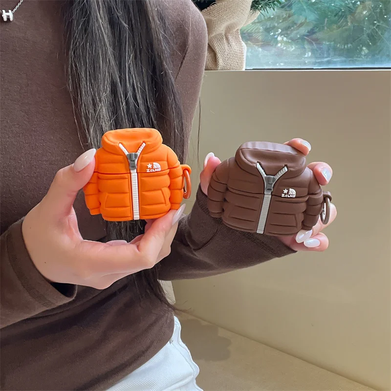 

For AirPods 4 Case Protect Cover For Apple Airpods 1 2 3 4 Pro2 3 3D Down jacket Silicone Earphone Case Accessories Cover