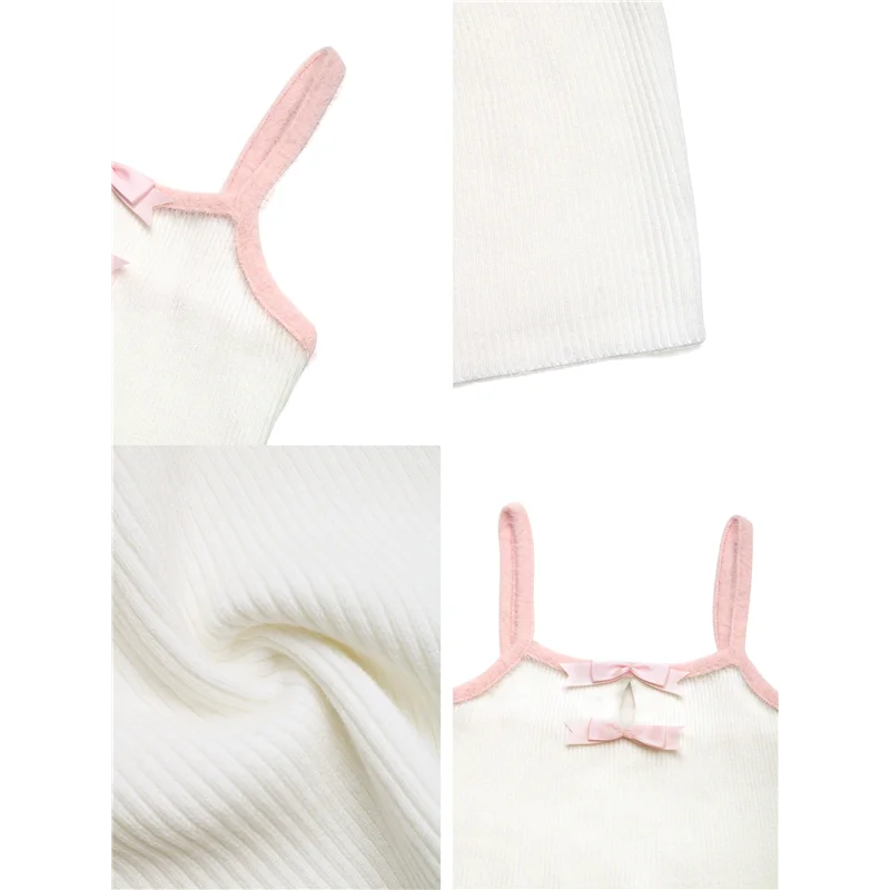 Women's Tank Tops Cute Slim Fitted Ribbed Knit Bow-Summer Square Neck Sleeveless Going Out Tops