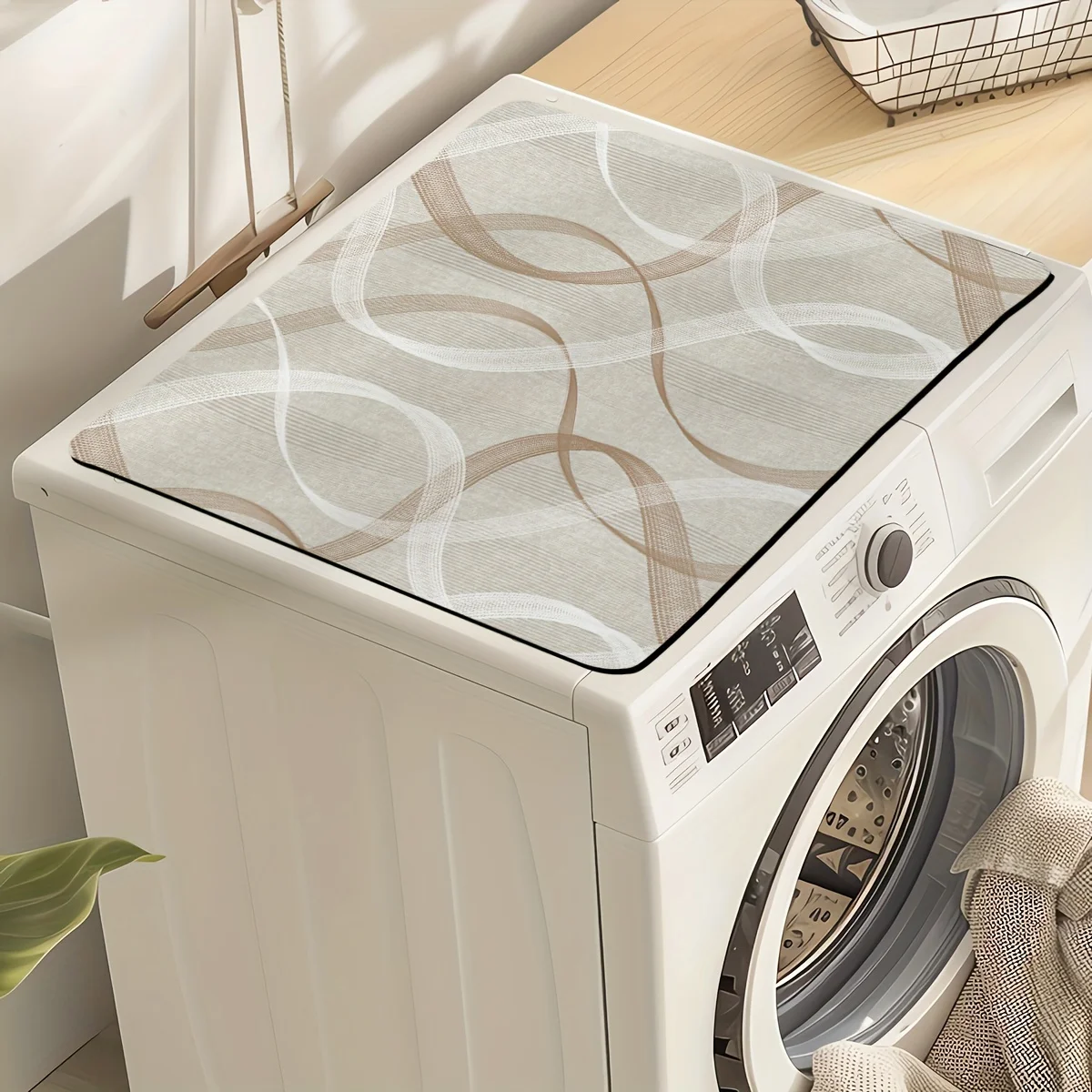 Neutral Abstract Loop Multi‑Use Mat Dish Drying Mat Washing Machine Top Cover Non‑Slip Decor Mat for Kitchen Laundry Room