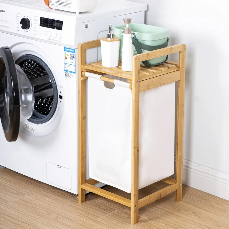 Wooden Sliding 1/2 Compartments Laundry Basket Storage Shelf/Korea Wooden Laundry Basket Hamper