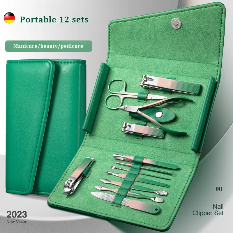 New High-qualiyt Nail Clipper Set Complete Gradient Nail Clipper 12-piece Manicure Set Box Portable Personal Care Tools