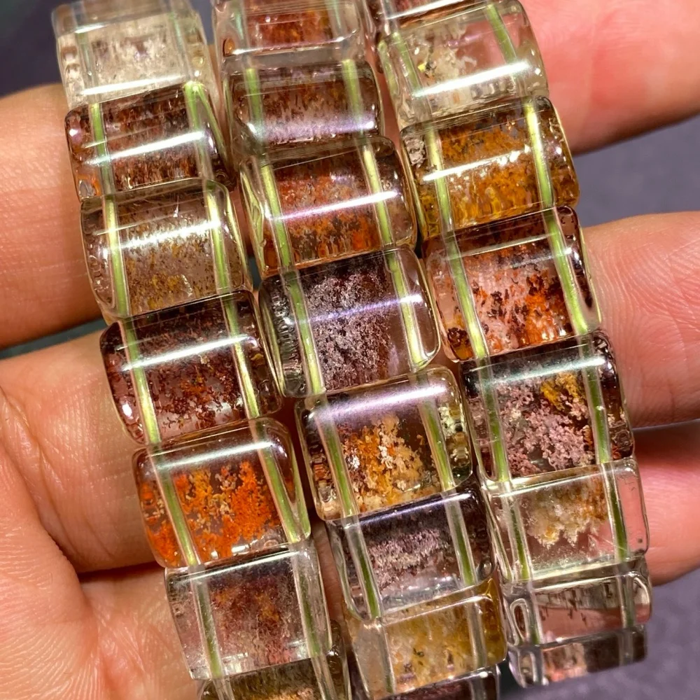 Natural Colored Garden Quartz Bangle Crystal Gemstone Fashion Healing Chakra Reiki Yoga Energy Bracelet 1pcs 12*7mm