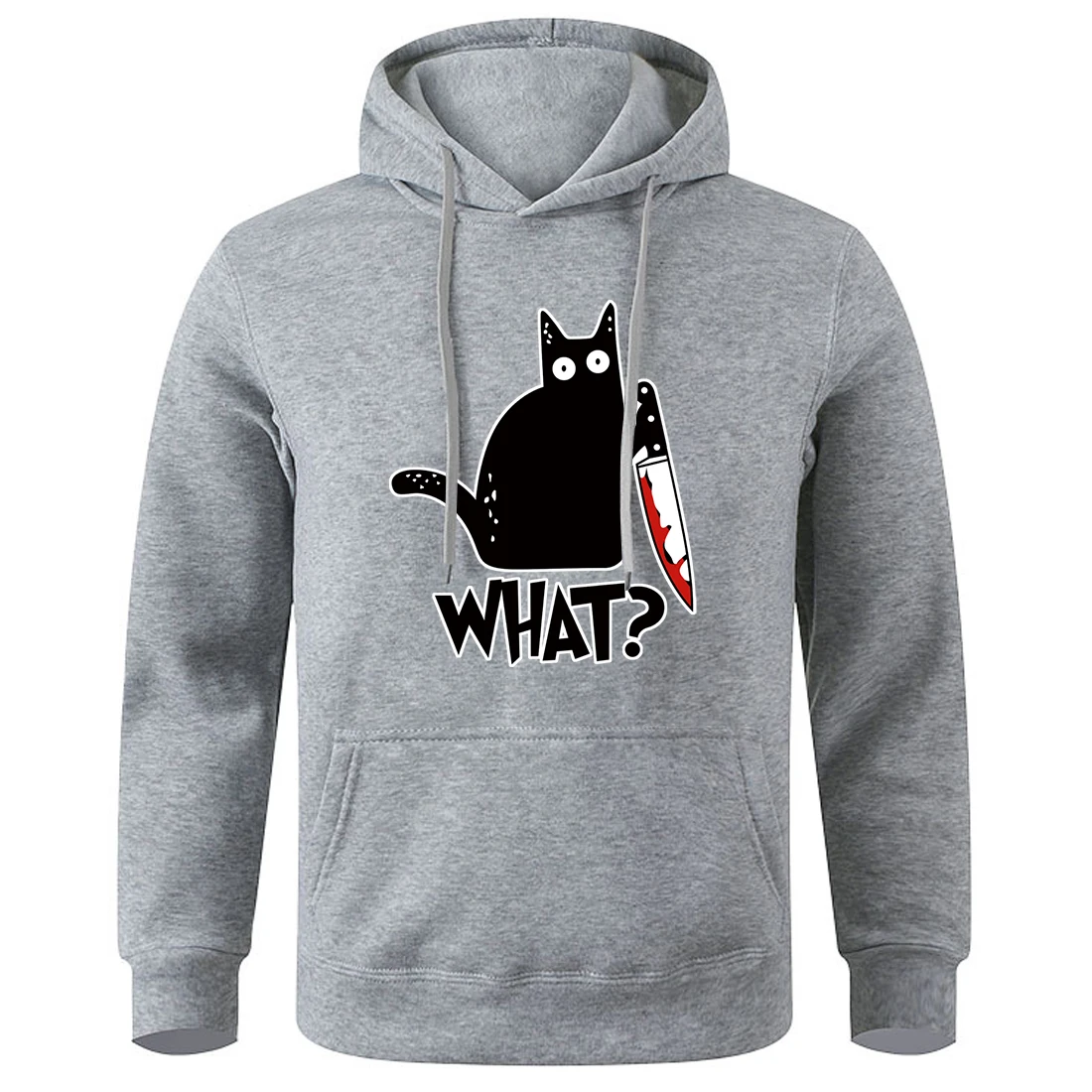 What Cute Little Black Cat Holding A Knife Men'S Hooded Breathable Soft Pullover Fashion Classic Hoodies Sports Original Hoody