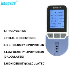 ZEALSON Home Use 5 IN1 Lipid Analyzer Total Cholesterol TC Triglyceride High Density Lipoprotein HDL Test Analyse System Monitor