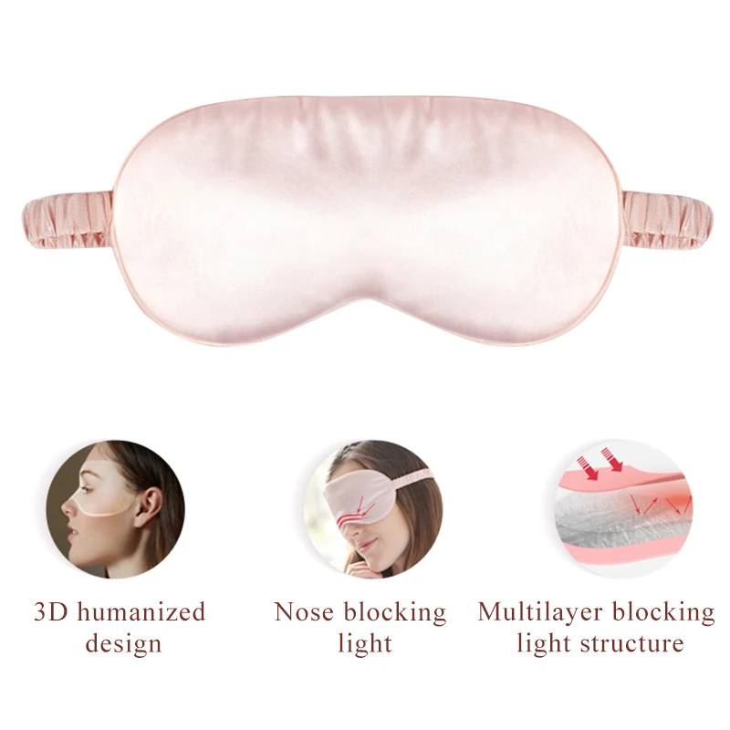 100% Natural Silk Sleep Eye Mask Soft Breathable Eyeshade Comfortable Portable Light Blocking Eye Patch for Travel Night Rest