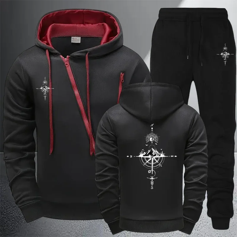 Men's Jacket Tracksuit 2026 Casual Zip Sweatshirts Coat Outdoors Sports Jogging Clothing Autumn Winter Daily Single Hoodie Pants - view 2