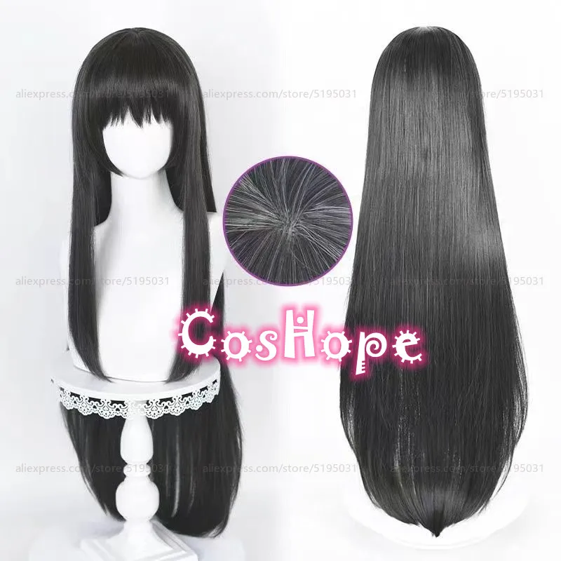 Akemi Homura Cosplay Wig 90cm Dark Gray Wig Cosplay Anime Cosplay Wigs Heat Resistant Synthetic Wigs