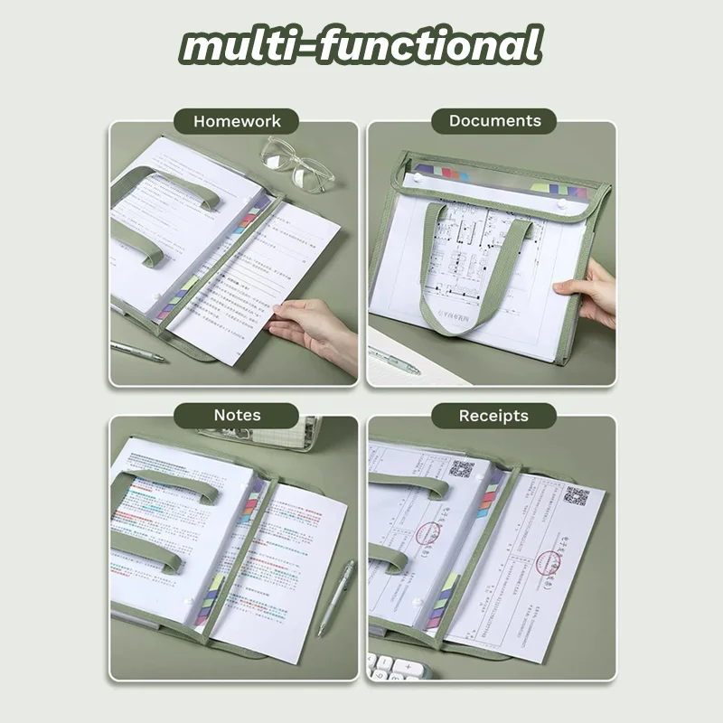 13 Pockets Accordion File Folder Organizer A4 Portable Waterproof Expanding Folder Receipt Documents Organizer for School Office