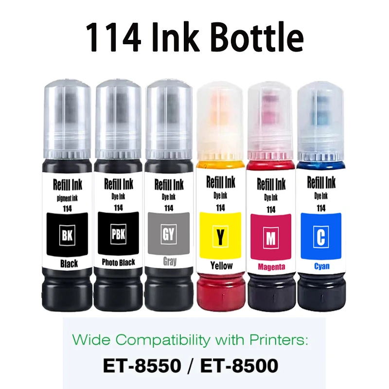 114 T114 Dye Ink Refill Ink Kits For Epson Ecotank ET-8500 ET-8550 ET8500 ET8550 Printers