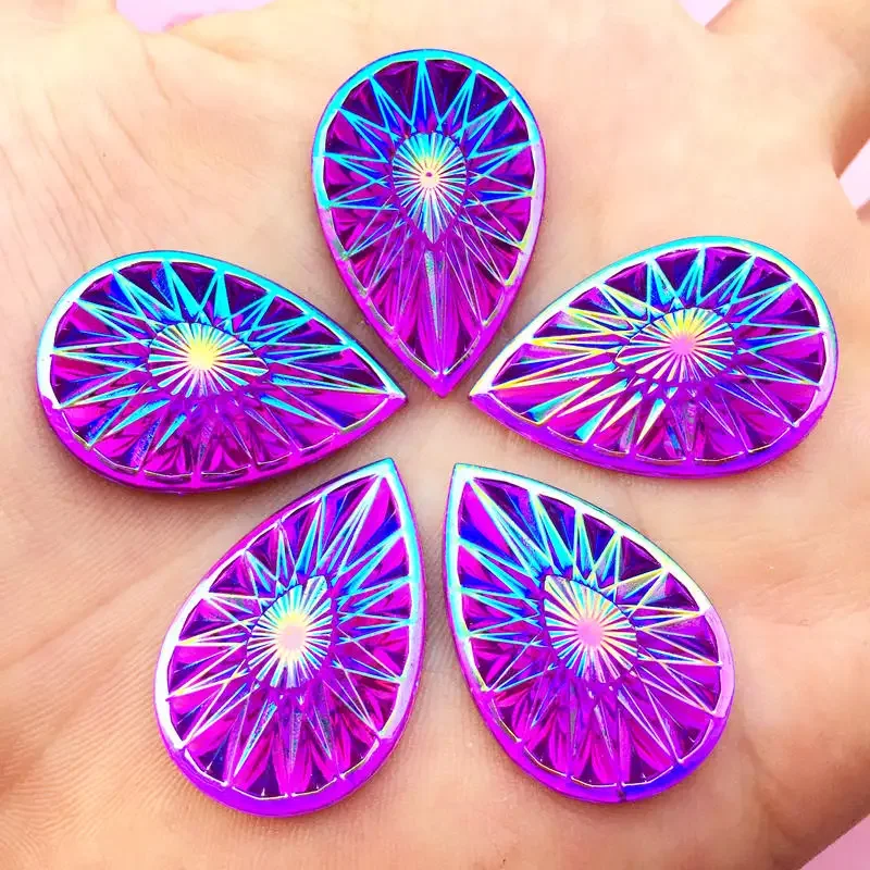 20*30mm 12pcs Water Drop Shine Crystal AB Color Rhinestone Sew On Stones buttons for DIY Garment Jewelry -B89