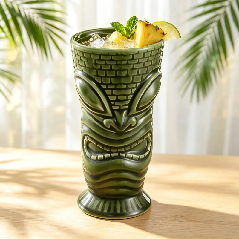 Wine Mug Bar Tools Tiki Cup Bar Hawaiian Cocktail Cup Party Tiki Cup Creative Ceramic Cup Beer Beverage Mugs Gift for Friends